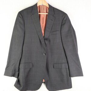 Samuelsohn Blazer Mens 44 Tall Long Gray Plaid Wool Super 100s Sport Coat Jacket